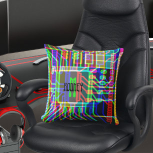 Neon Computer Chip Cushion