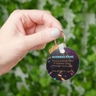 Neon Confetti Blacklight Custom Business Logo Key Ring