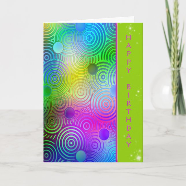Neon Contemporary Birthday design Card (Front)