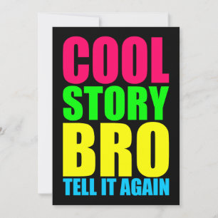 Neon Cool Story Bro Invitation
