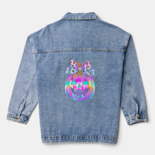 Neon Coquette Halloween Pumpkin Denim Jacket