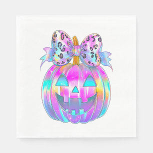 Neon Coquette Halloween Pumpkin Napkin