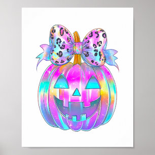 Neon Coquette Halloween Pumpkin Poster