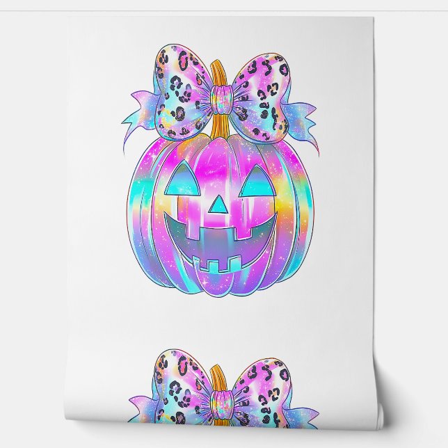 Neon Coquette Halloween Pumpkin Wallpaper (Unrolling)