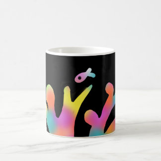 Neon coral and fish coffee mug