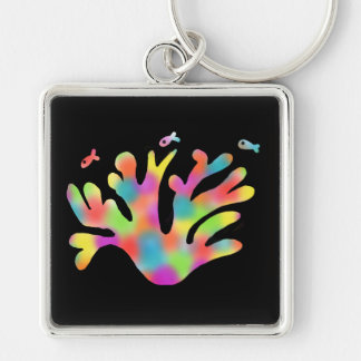 Neon coral  key ring