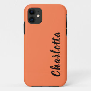 Neon Coral Solid Colour Custom Personalise iPhone 11 Case