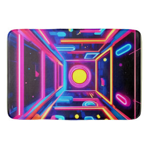 Neon Corridor: A Digital Odyssey Bath Mat