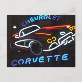 Neon Corvette Postcard