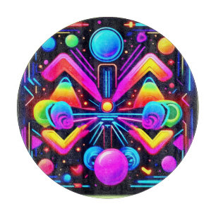 Neon Cosmic Kaleidoscope Cutting Board
