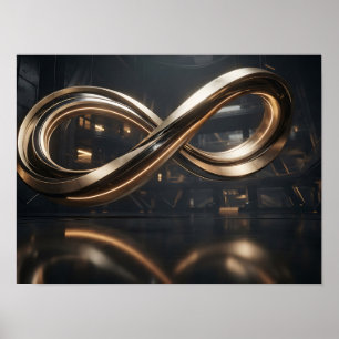 Neon Cosmic Light Waves Blue and Violet Abstract Poster
