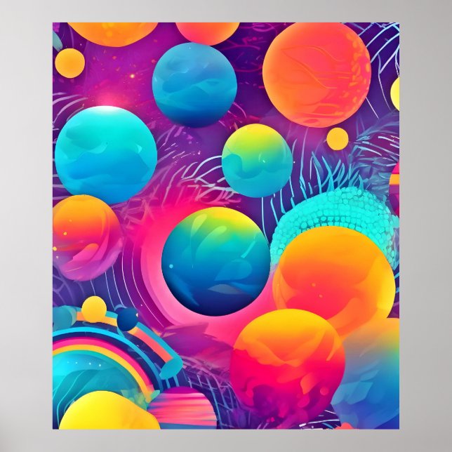 Neon Cosmos Abstract Design Poster (Front)