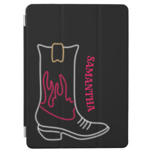 Neon Cowboy Boot Customisable Name iPad Air Cover