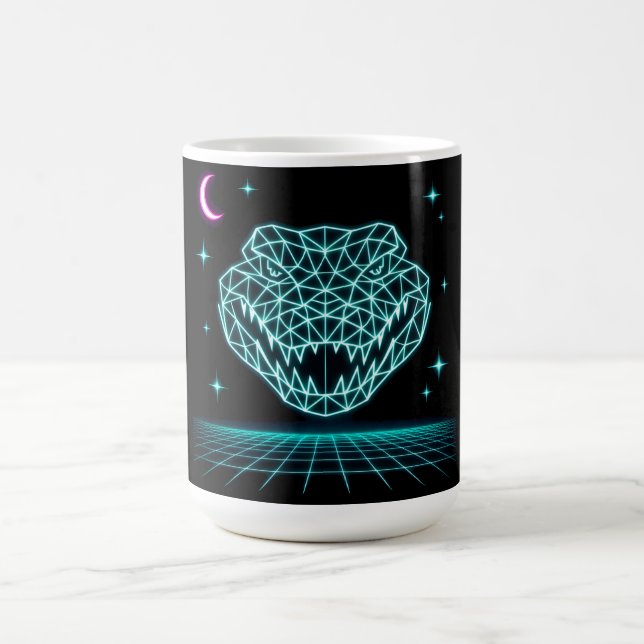 Neon Crocodile Synthwave - Retro Swamp King Coffee Mug (Center)