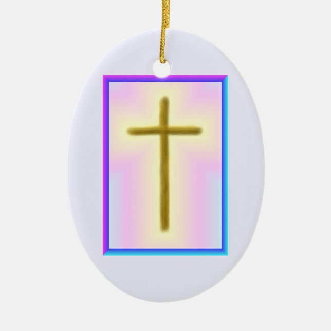 Neon Cross Ceramic Ornament (Front)