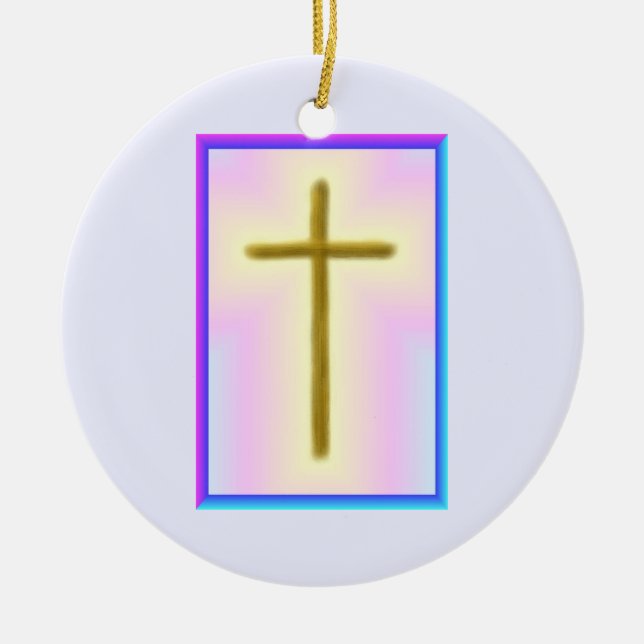 Neon Cross Memorial Ornament (Front)