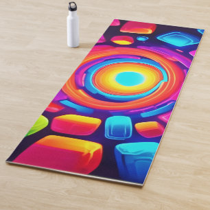 Neon Cube Vortex Art Yoga Mat