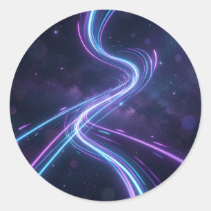 Neon Current – Neon Light Art Classic Round Sticker