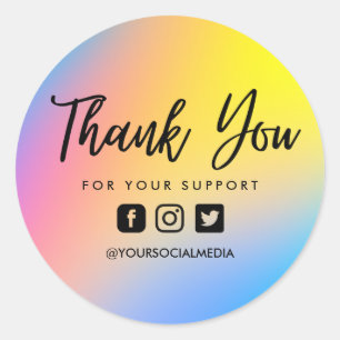 Neon Custom Thank You Social Media Classic Round Sticker