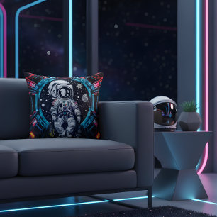 Neon Cyber Astronaut Pillow