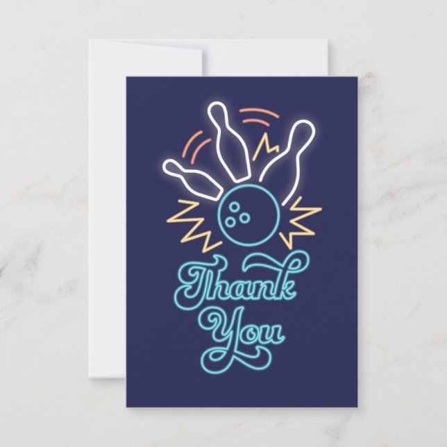 Neon Cyber Bowling Thank You Card (Front)