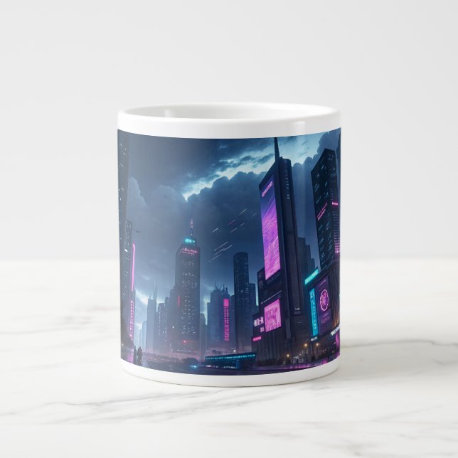 Neon Cyber City Mug – Dive into the Future! (Front)