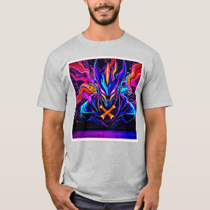 Neon Cyber Guardian Art T-Shirt