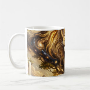 Neon Cyber Lion Wall Art Print – Futuristic Fantas Coffee Mug
