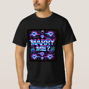 Neon Cyber Love Marry Me Mens Tshirt