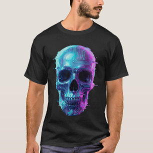 Neon Cyber Skull Dark Aesthetic T-Shirt – Futurist