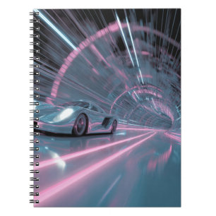Neon Cyber Tunnel Racer Notebook