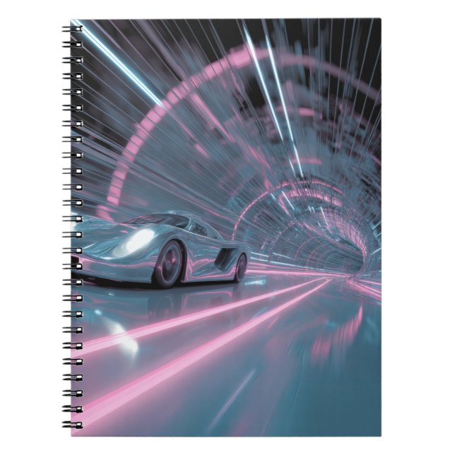 Neon Cyber Tunnel Racer Notebook (Front)