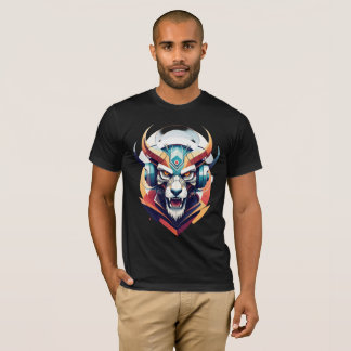 Neon Cyber Wolf Headphones Y2K Streetwear T-Shirt