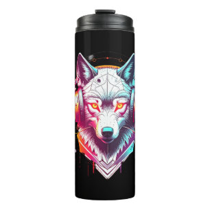 Neon Cyber Wolf Headphones Y2K Thermal Tumbler