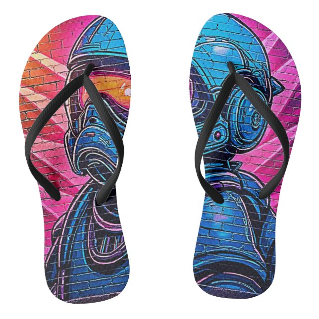 Neon Cyberpunk Astronaut Thongs (Footbed)
