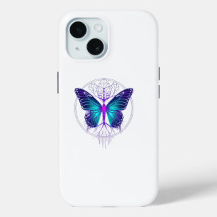 Neon Cyberpunk Butterfly Sticker – Aesthetic Futur iPhone 15 Case