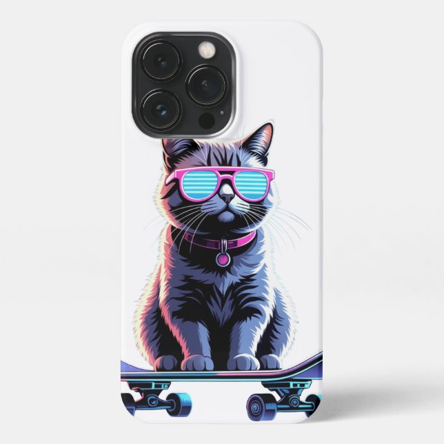 Neon Cyberpunk Cat – Phone Design Collection iPhone Case (Back)