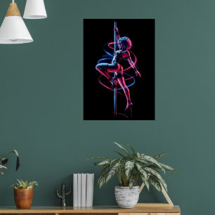 Neon Cyberpunk Dancer Poster