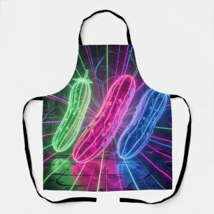 Neon Cyberpunk Glowing Cucumbers Apron