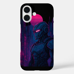 Neon Cyberpunk Robot Cityscape — Dreamframe_U8O Ed iPhone 16 Case