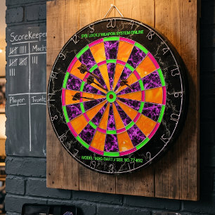 Neon Cyberpunk Sci-Fi Custom Text  Dartboard