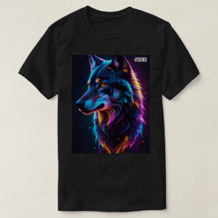 Neon Cyberpunk Wolf Graphic T-Shirt - Luminous Wil