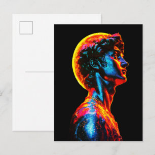 Neon David Statue  Postcard
