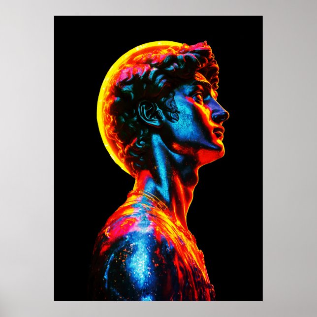 Neon David Statue  Poster (Front)