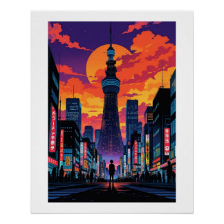 Neon Dawn About Tokyo Poster