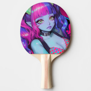 Neon Demon Girl Heart Eyes Ping Pong Paddle