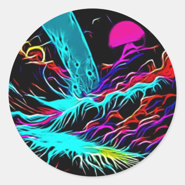 Neon Design Classic Round Sticker (Front)