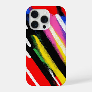 Neon Diagonal Stripe Color Clash iPhone 15 Pro Case