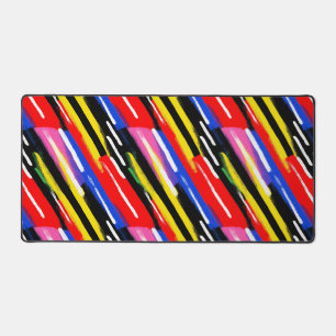 Neon Diagonal Stripe Speed Burst Desk Mat