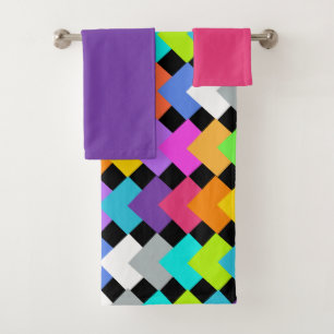 Neon Diamonds Bath Towel Set
